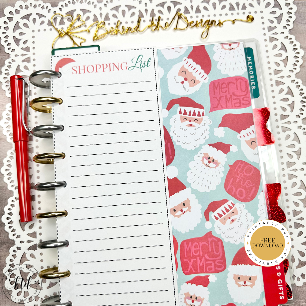 Half Sheet Holiday Shopping List Planner Printable