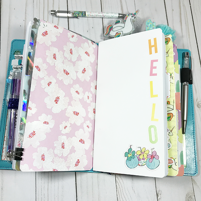 Unicorn Travelers Notebook Planner Insert Hello Page | Behind the Designs