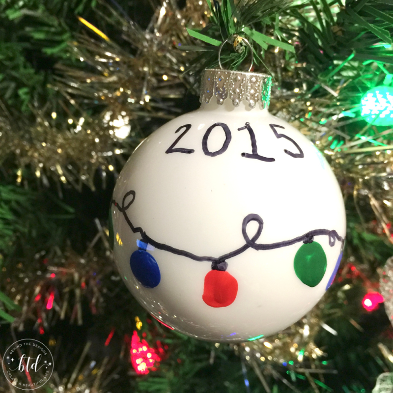 DIY Kid's Fingerprint Christmas Lights Ornament - Behind the Designs