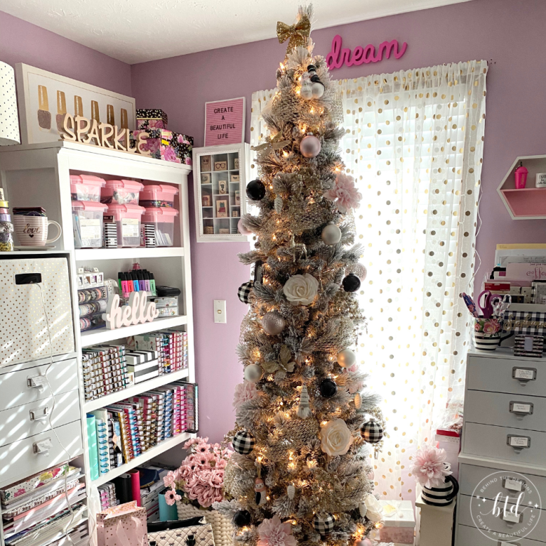My Home Office Blush Pink Flocked Christmas Tree