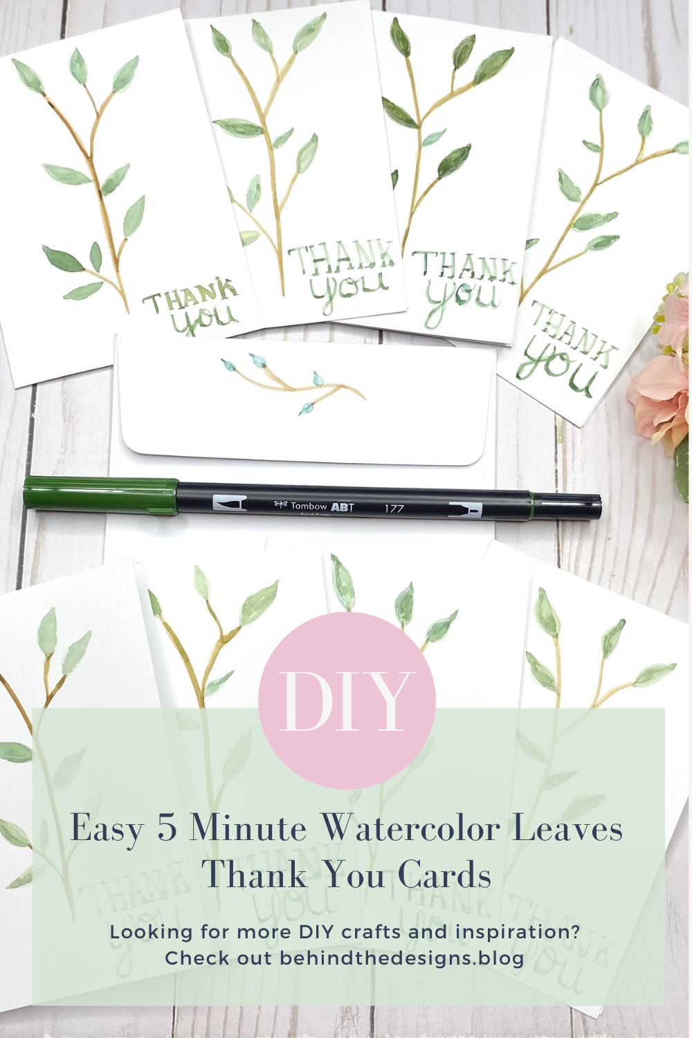 Easy DIY Watercolor Leaves Thank You Cards