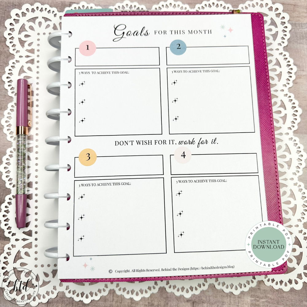 Set Goals For The Month Tips + Planner Printable