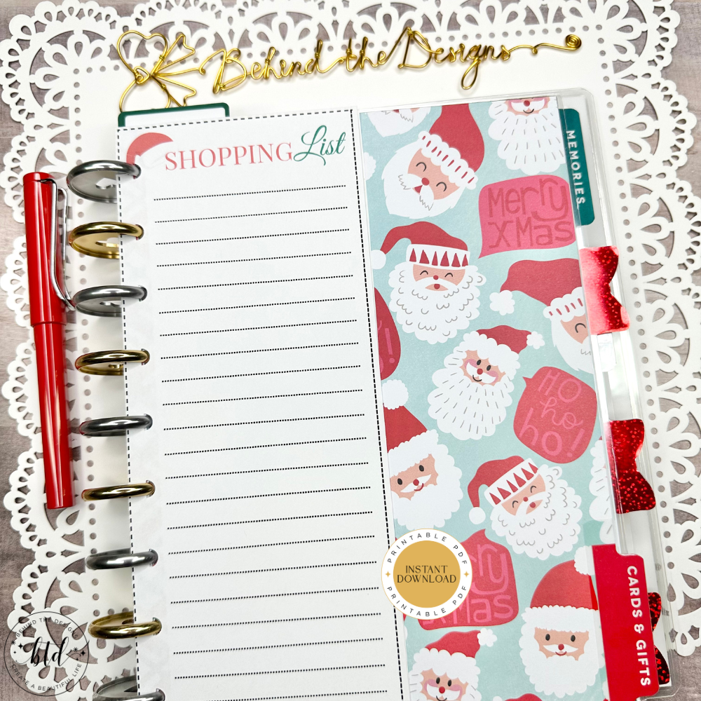 Half Sheet Holiday Shopping List Planner Printable