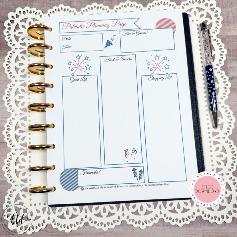 Patriotic Red White Blue Planning Page + Free Printable